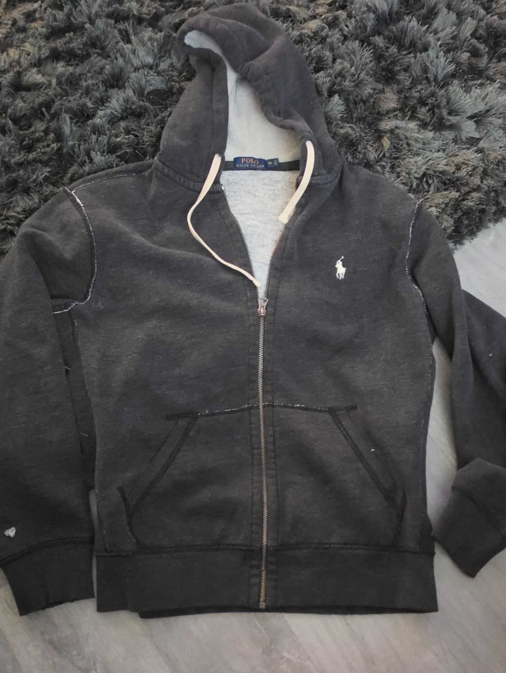 Polo by Ralph Lauren Charcoal Zip Hoodie with Logo